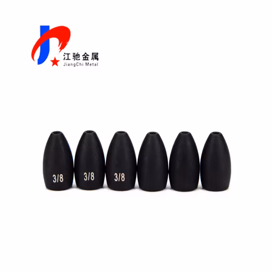 Insert Free Plain Surface Tungsten Flipping Weight, Tungsten Worm Bullet Fishing Weight